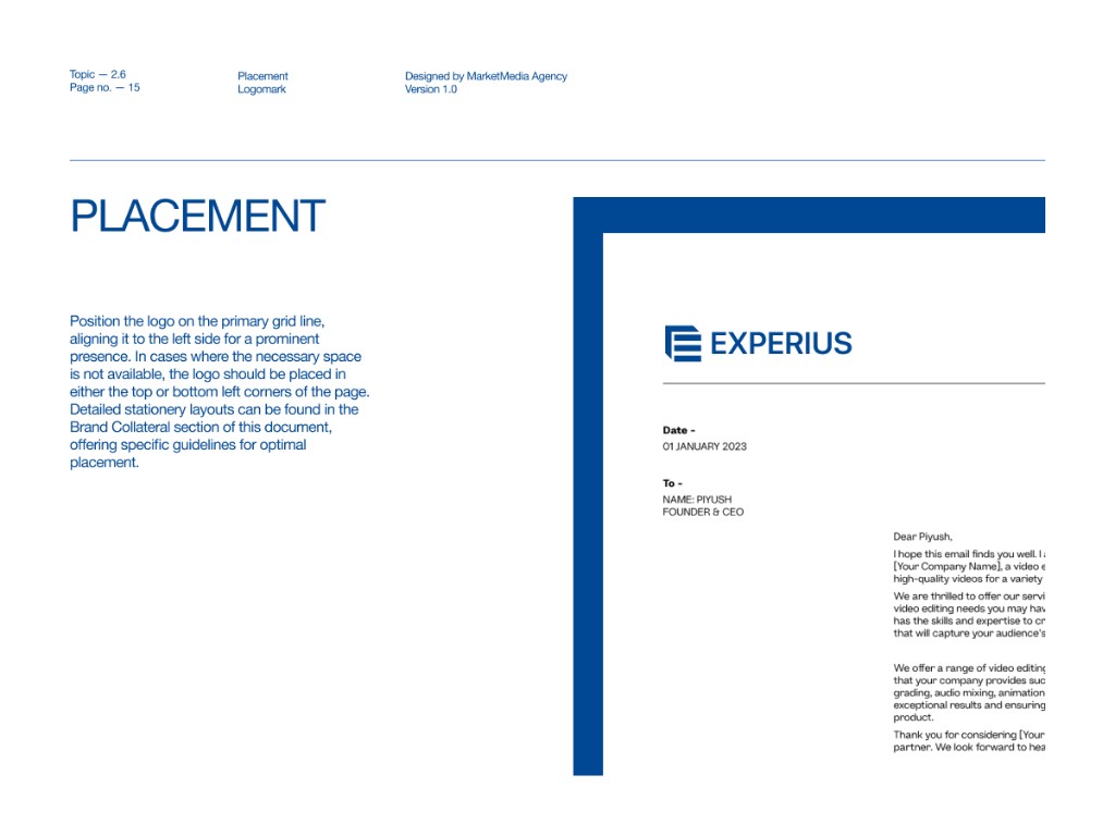 Experius — placement du logo sur en-tête de lettre