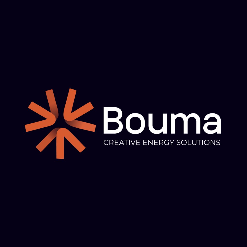 Logo Bouma — version complète sur fond bleu marine foncé
