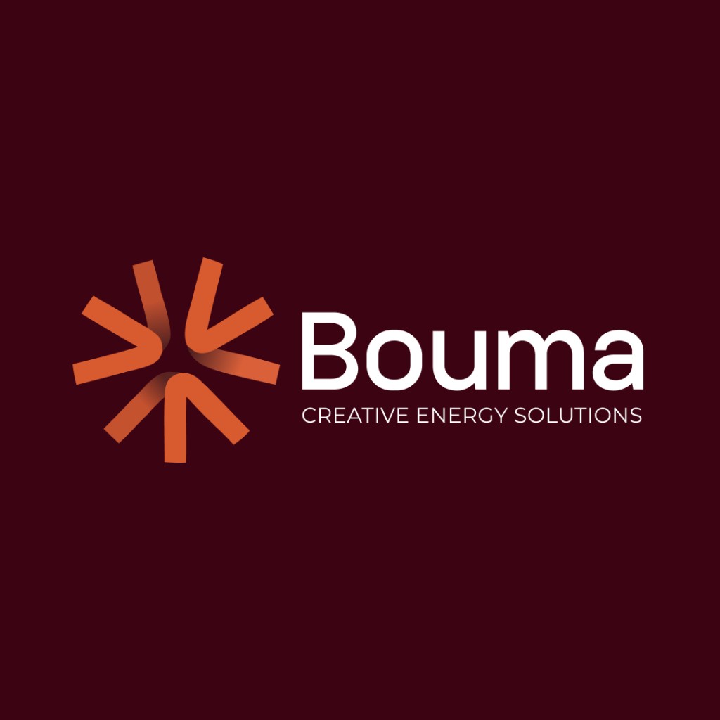 Logo Bouma — version complète sur fond bordeaux