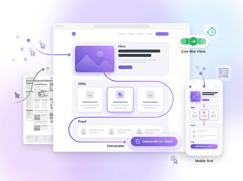 Création de site web orientée conversion — parcours hero à devis, mobile-first et Core Web Vitals