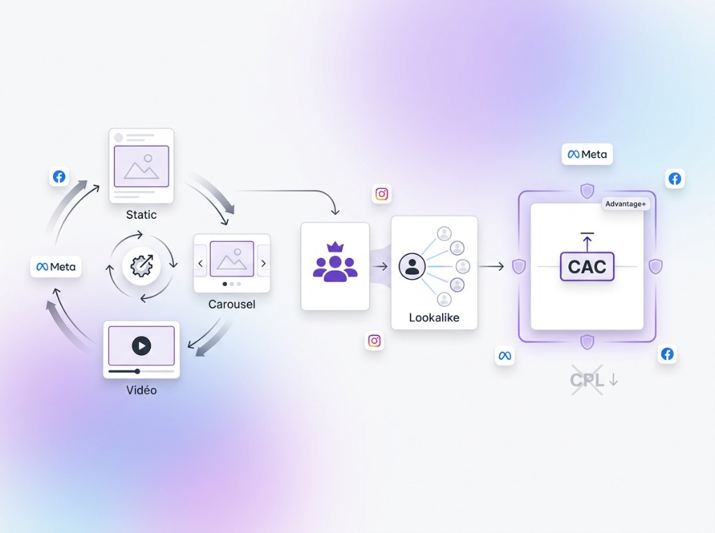 Meta Ads Facebook et Instagram — tests créatifs, audiences Lookalike et optimisation CAC avec Advantage+