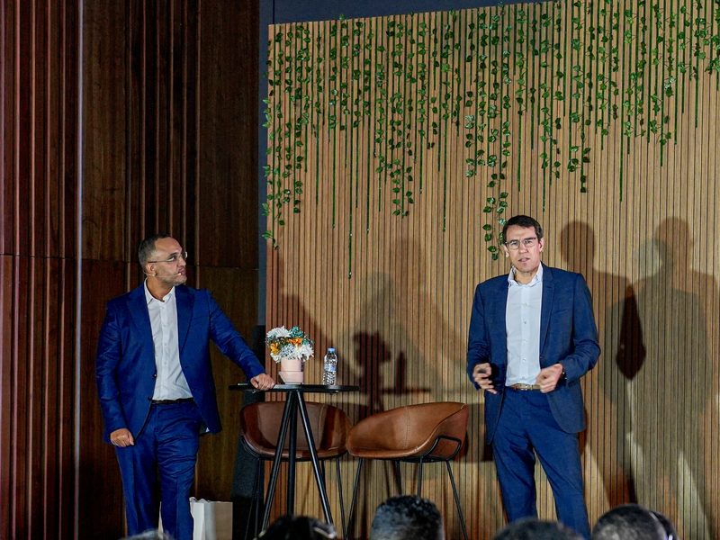 Corporate video in Morocco — Two speakers in suits