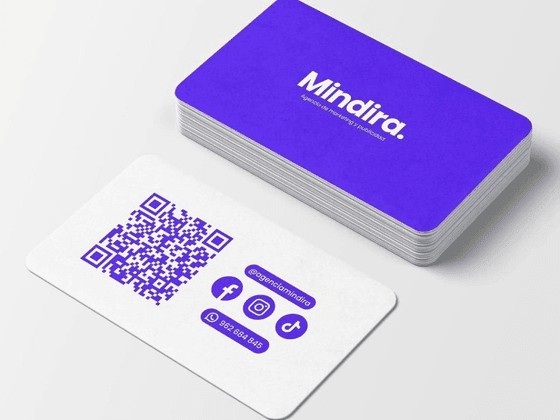 Intégration logo sur cartes de visite, QR code et réseaux sociaux — Mindira